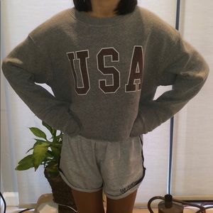 old brandy melville grey cropped crewneck